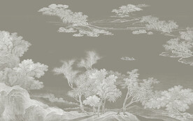 线条山水树林背景墙