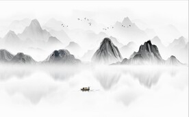 新中式抽象水墨山水风景背景墙