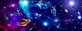 太空星球宇航员梦幻宇宙星空背景