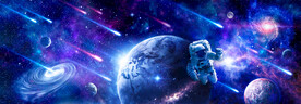 梦幻宇宙星空太空流星雨星球背景