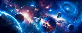 梦幻宇宙星球太空宇航员火箭背景