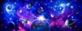 梦幻外太空星球宇宙火箭星空背景