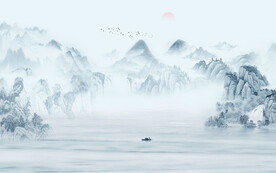 新中式国画山水画背景墙
