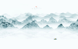 江山水墨山画