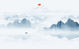 新中式山水壁画背景墙