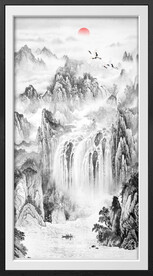 竖幅国画山水