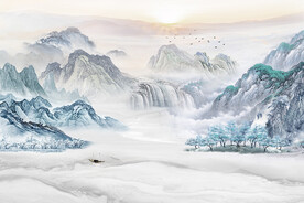 新中式意境山水背景装饰画