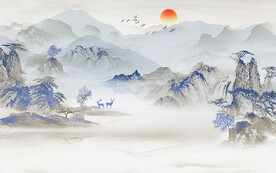 新中式意境山水背景装饰画