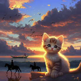 夕阳猫咪