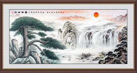黄山迎客松国画山水