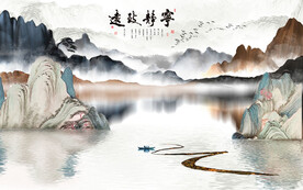 新中式意境山水背景装饰画