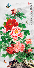 牡丹花开富贵中式玄关装饰画