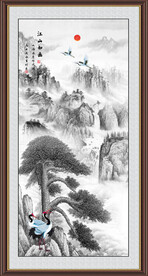 水墨画迎客松