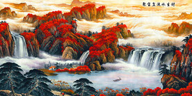 聚宝盆山水画