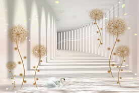 现代简约蒲公英电视背景装饰画