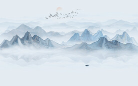 新中式前台水墨画墙画