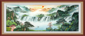 旭日东升山水国画