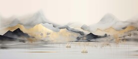 山水画背有靠山装饰画