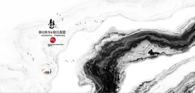 新中式抽象水墨山水风景背景墙