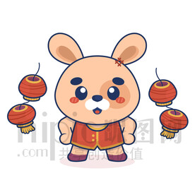 可爱卡通小白兔兔子拜年