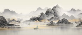 千里江山大气山水画