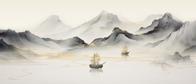高档大气新中式山水画