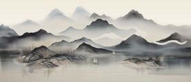 中国传统国画山水装饰画