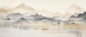 千里江山大气山水画