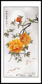 牡丹鱼国画