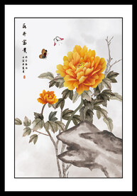 牡丹花鸟国画