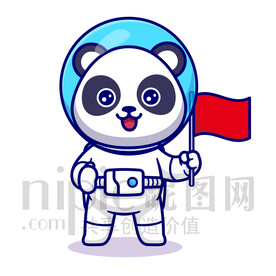 可爱卡通宇航员大熊猫