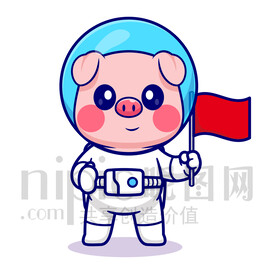 可爱卡通宇航员小猪