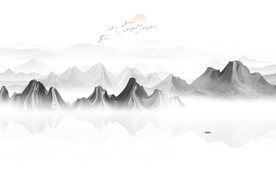 抽象水墨山水画背景墙