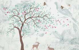 森林麋鹿电视背景墙