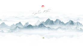 现代简约水墨山水画背景墙
