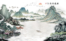 新中式意境山水背景装饰画
