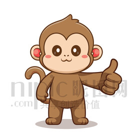 可爱卡通点赞的小猴子