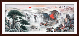 黄山迎客松国画山水