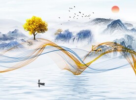 中式意境山水背景装饰画