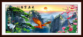 黄山迎客松山水画
