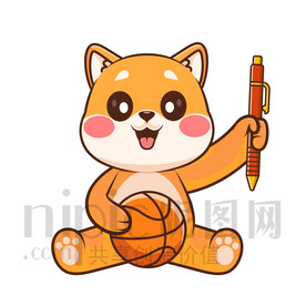 可爱卡通玩球的小狗狗