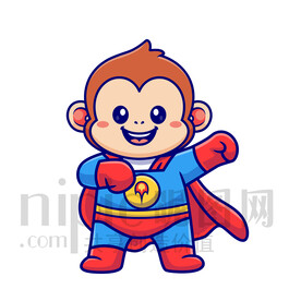 可爱卡通超人小猴子