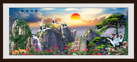泰山迎客松风景画