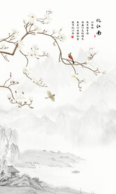 竖幅花鸟画