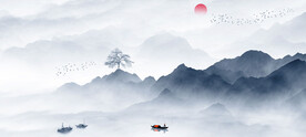 水墨山水背景墙