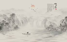 新中式意境水墨画背景墙