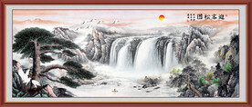 黄山迎客松山水画