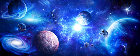 蓝色宇宙黑洞外太空陨石星球背景