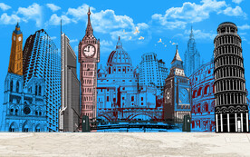 手绘简约城市装饰背景