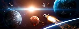太阳系宇宙星球太空火箭航天背景